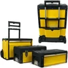 Tool Box with Wheels ? Stackable 3-in-1 Tool Chest Foldable Comfort Handle an 4