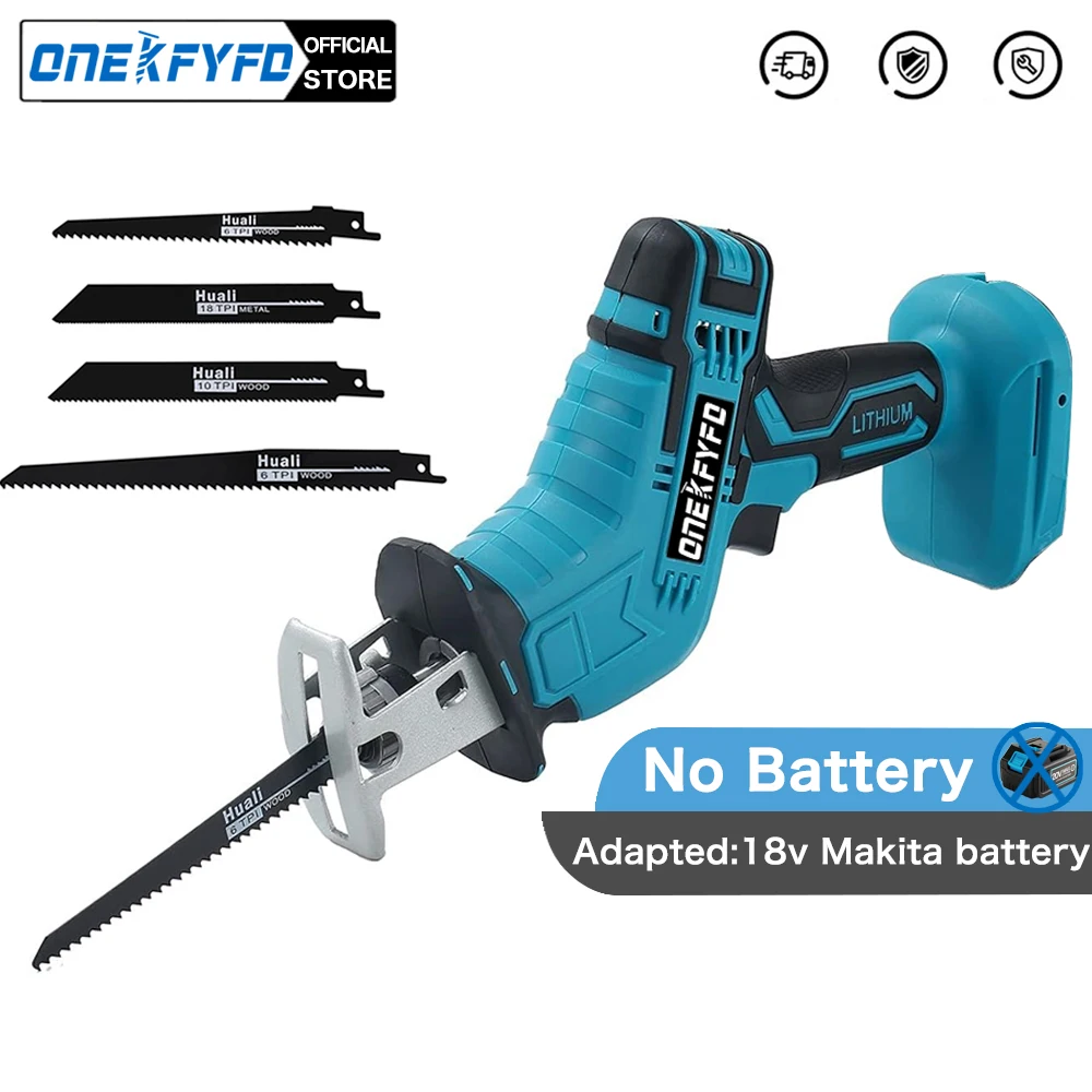 Cordless Electric Reciprocating Saw Variable Speed Metal Wood Cutting Tool Electric Saw For Makita 18V Battery (No Battery) high precision battery electric band saw cordless handheld metal cutting saw power tool for makita electric reciprocating saw