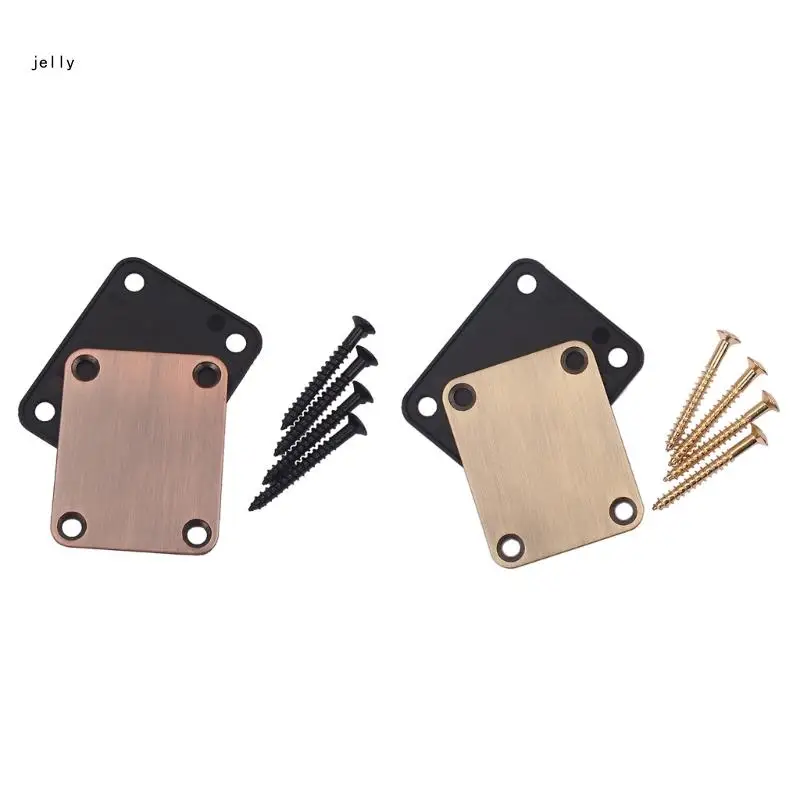 

448C Metal Neck Plate Electric Guitar Bass Parts Replacements Kits 4 Hole Neck Plate Joint Back Mounting Plate with 4 Screws