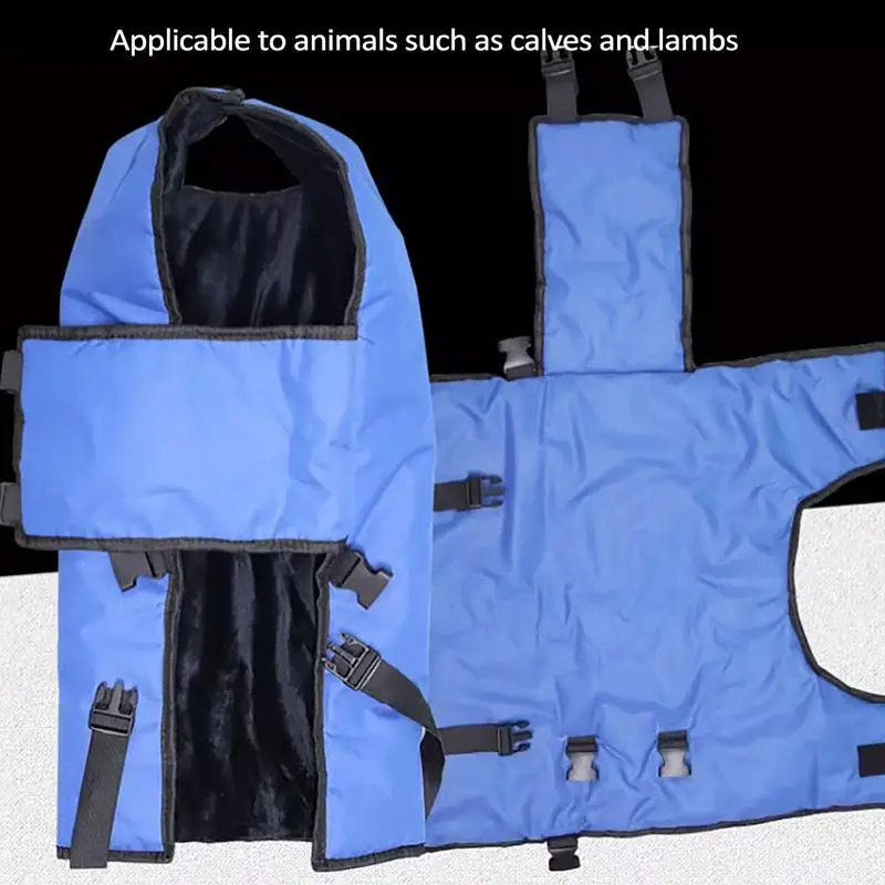 Calf Warm Clothes Calf Saver Coat Blanket for Keep Cow Warming Thickened Belly Protection Oxford Windproof Large Size Blue
