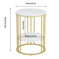 Table basse ronde en marbre avec cadre en métal, table d'appoint de canapé, meubles de salon, 3 couleurs 4