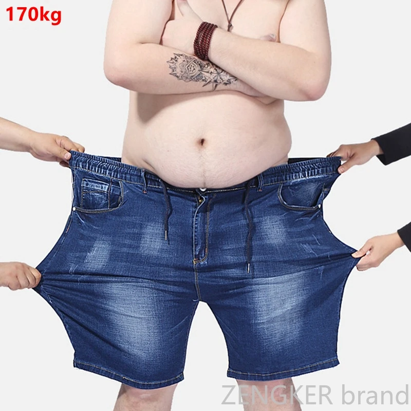 Tanie Bardzo duża rozmiar męskie spodenki jeansowe ponadgabarytowe męskie w pasie