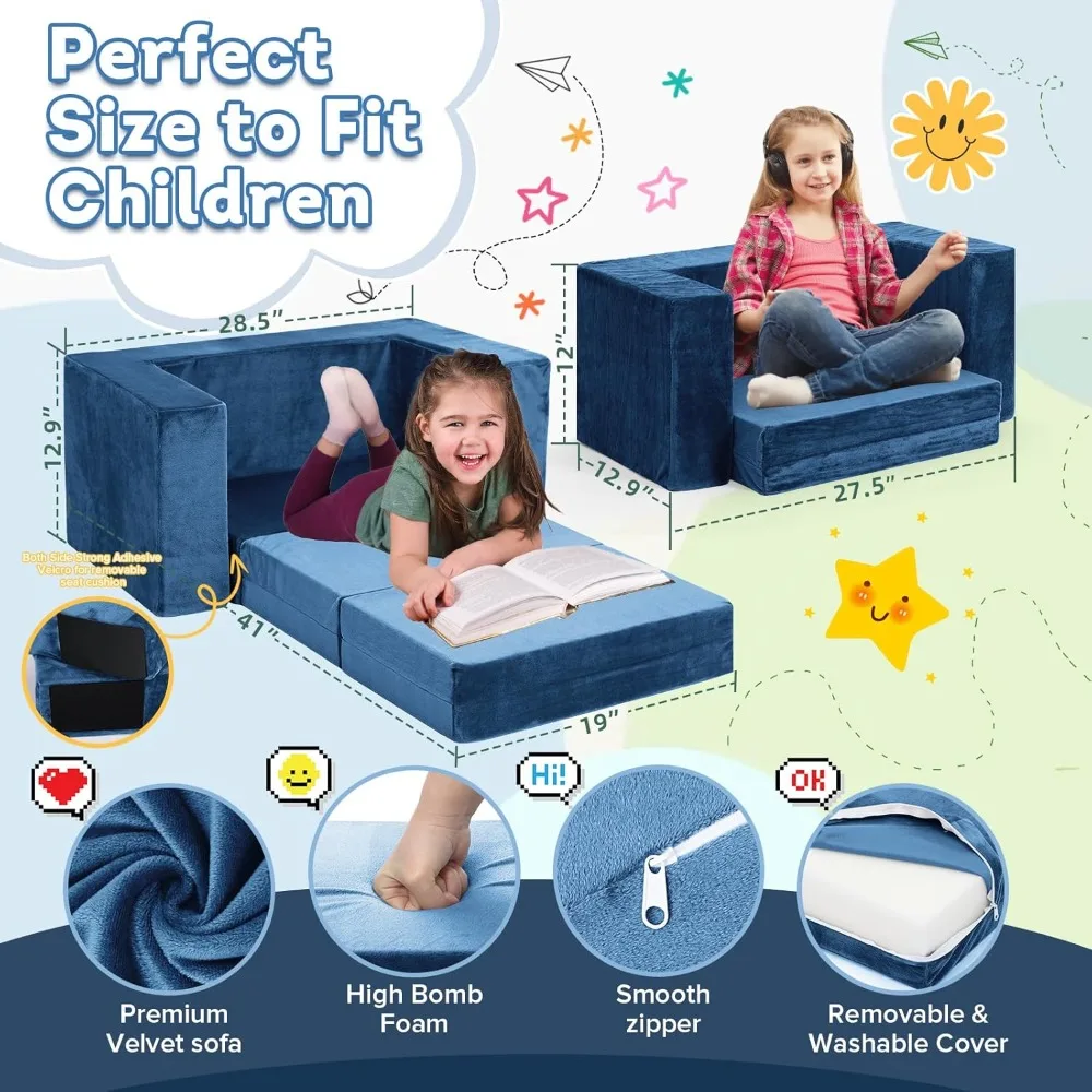 7 Pcs Modular Couch, Freely Removable, Children's Sofas 2