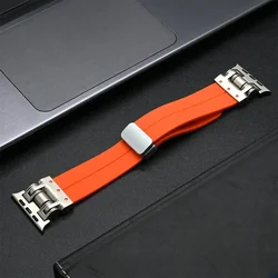 Magnetic Silicone Loop Bracelet Strap for 44mm 45mm 46mm 49mm (Orange style1)