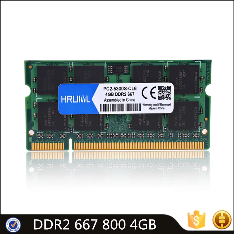 

HRUIYL DDR2 память 4GB PC2-5300S PC2-6400S SO-DIMM DDR 2 4G 667MHZ 800MHZ для ноутбука, оперативная память