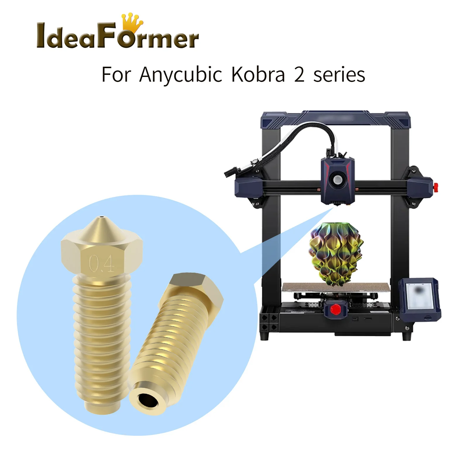 Per Anycubic Kobra 2 Ugello In Ottone Ugello Vulcano 0.4/0.6/0.8/1Mm Riscaldamento Rapido Anycubic Ugelli 1.75Mm Filamento Parti Della Stampante 3D