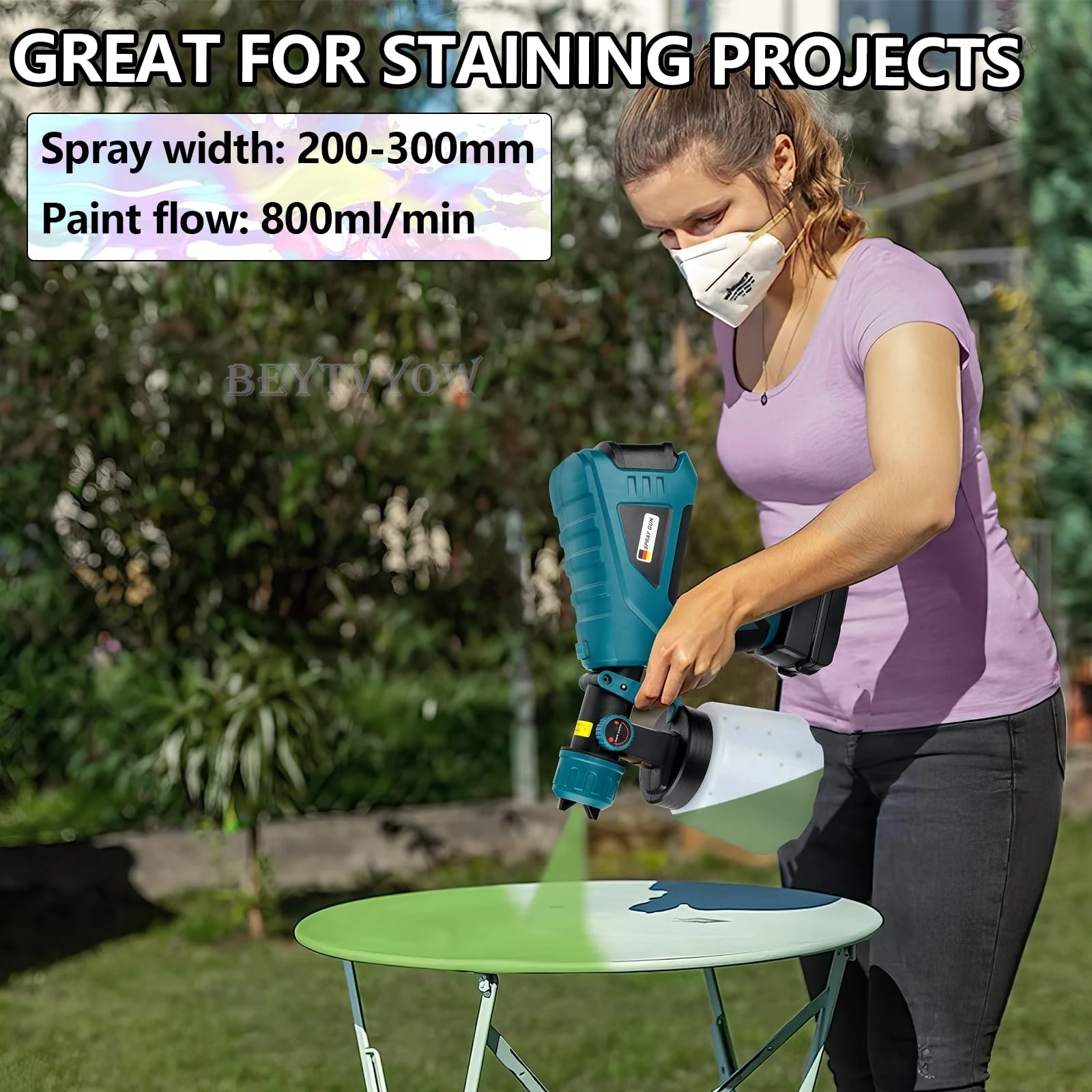 Cordless Paint Sprayer Compatible with Makita 18V Battery 1000ml HVLP Spray Pain