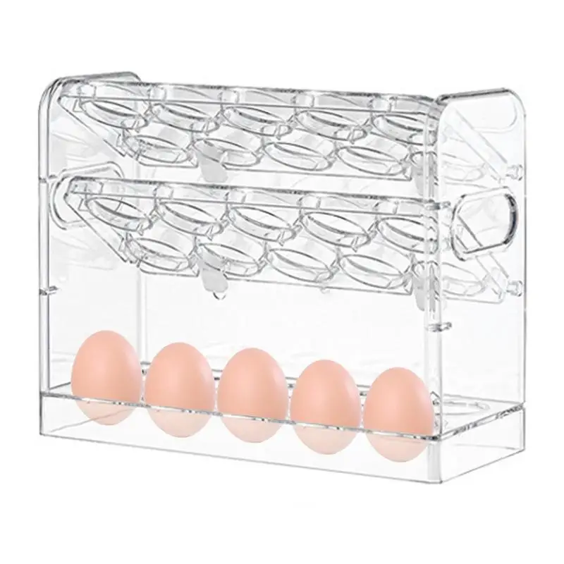 

Egg Refrigerator Organizer 30 Grid Rotatable Egg Dispenser Box With 3 Layers Kitchen Egg Containers For Storage And Organization