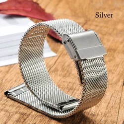 Milanese Stainless Steel Watch Band Bracelet - Universal Replacement Strap in Multiple Sizes for 21mm (Silver)