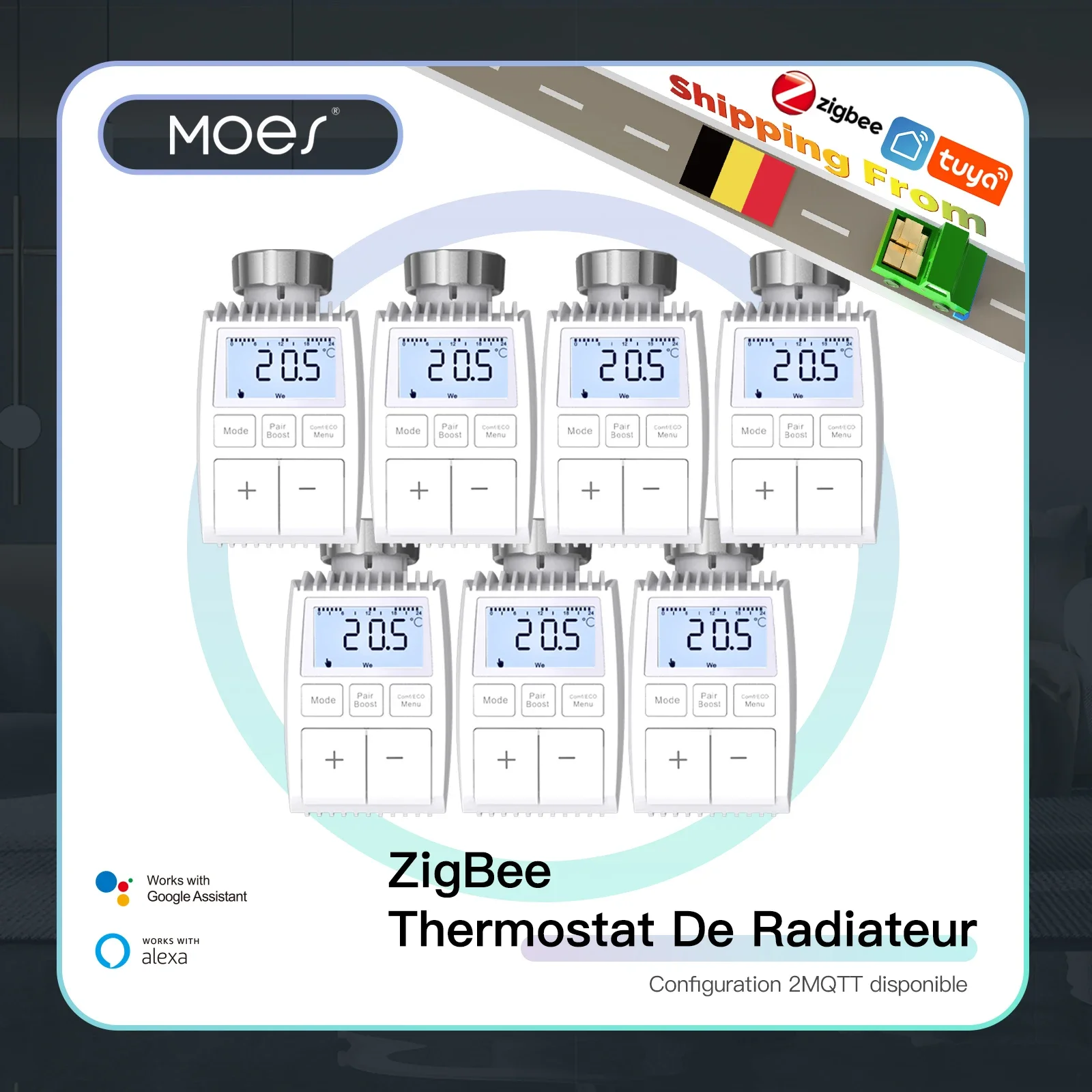 MOES tuya zigbee3.0 radiátor aktuátor klapka chytrá termostat teplota regulátor externí senzor TRV hlas ovládání s alexa