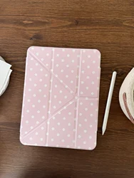 Minimalist Korean INS Polka Dots Tablet Case - Pro 11in 2022 (Pink)