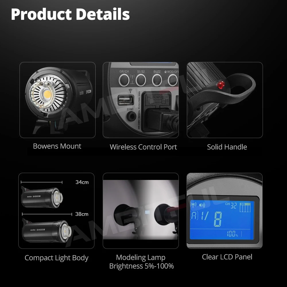 Godox SK300IIV SK400IIV SK300II-V SK400II-V 2.4G X System Professional Compact Studio Flash for Photography Studio Stream 5