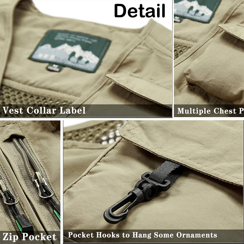7XL Multi-Pocket Functional Waterproof Fishing Vest Camouflage Military Tactical Hunting Photographer Climbing Hiking Cargo Vest