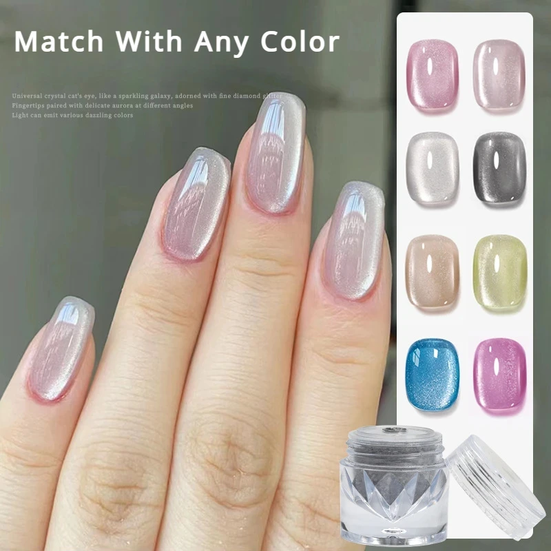 Nail Pigment Upgrade Velvet Cat Eye Magnetic Powder Porcelain White 9D Effect Matching Any Colors DIY Nail Art Decoration Chrome Pigment