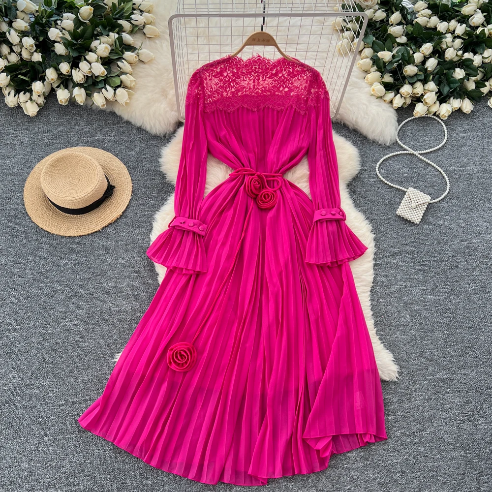 فستان نسائي بأكمام مضيئة مطوي ، ضمادة أنيقة ، أنيق...