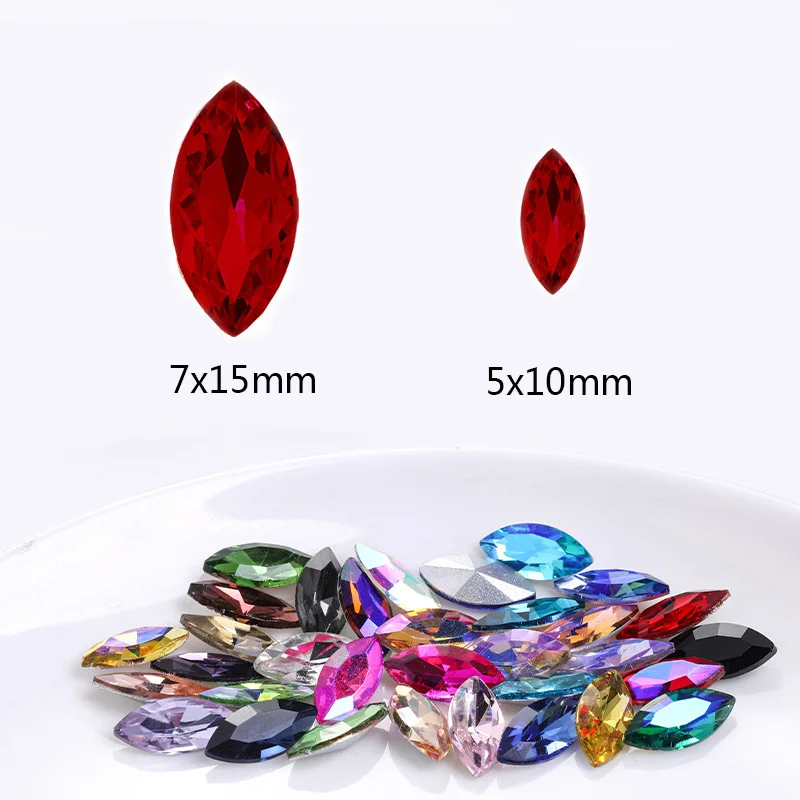 5x10mm Piontback 라인 석 반짝 이는 유리 크리스탈 스톤 비즈 의류 공예에 대한 라인 석에 바느질 바느질 액세서리 보석