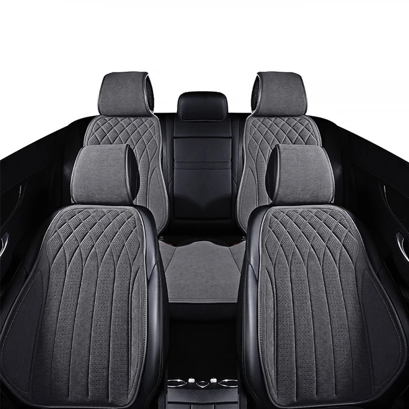Coprisedile Universale per Auto in Pelle Scamosciata Traspirante Antiscivolo per Tutte le Stagioni Protezione Sedili Auto - Image 2