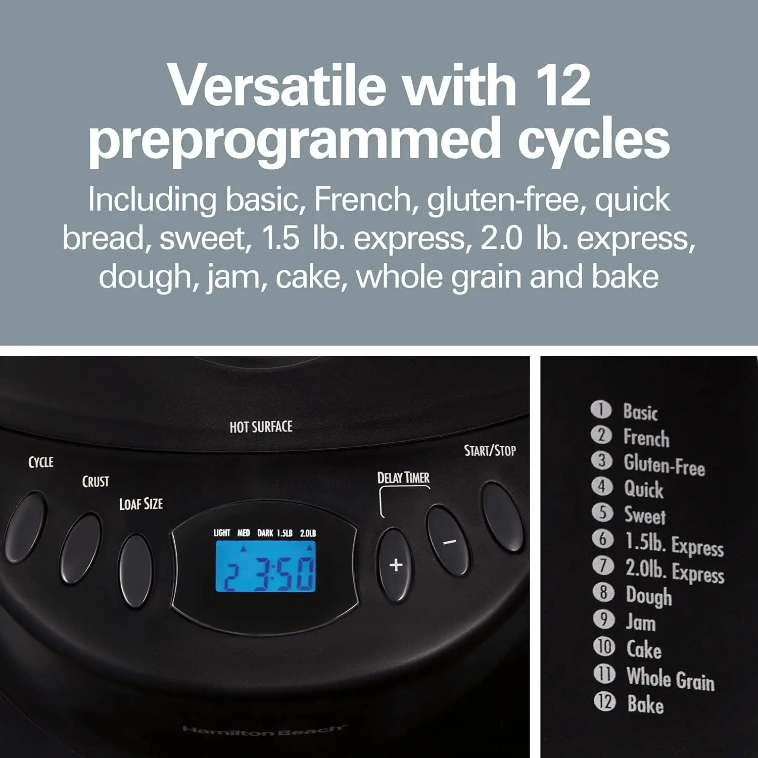 Beach Bread Maker Machine, Digital, Programmable, 12 Settings + Gluten Free, Dishwasher Safe Pan + Kneading Paddle, 2 l