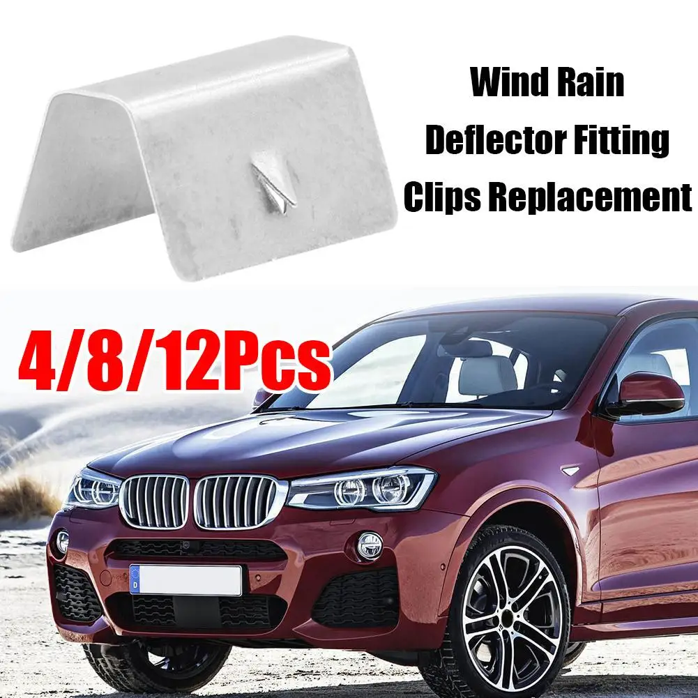 UPOUART Car Wind Deflector Fixing Clips 10Pcs Metal Retaining Clip Silver 2 00x2 00x1 50in
