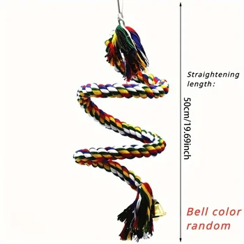 1pc Parrot Bird Toy Hanging Braided Rope Pet Stand Training Accessories,Bird Cage Accessories Swing Toy - Image 2