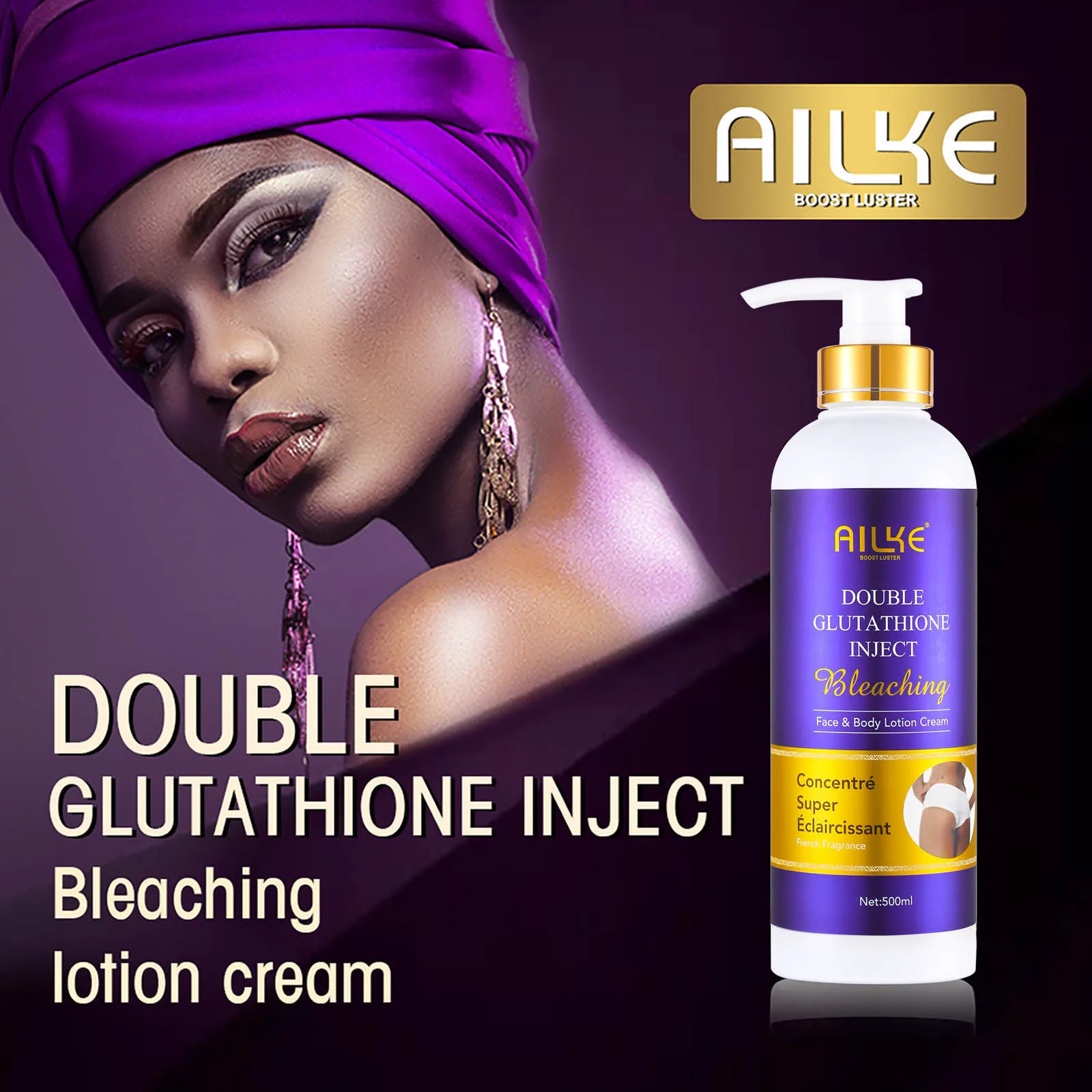 Ailke Glossy Whitening and Whitening Body lotion, containing glutathione collagen, deep moisturizing and smooth grease cream 4