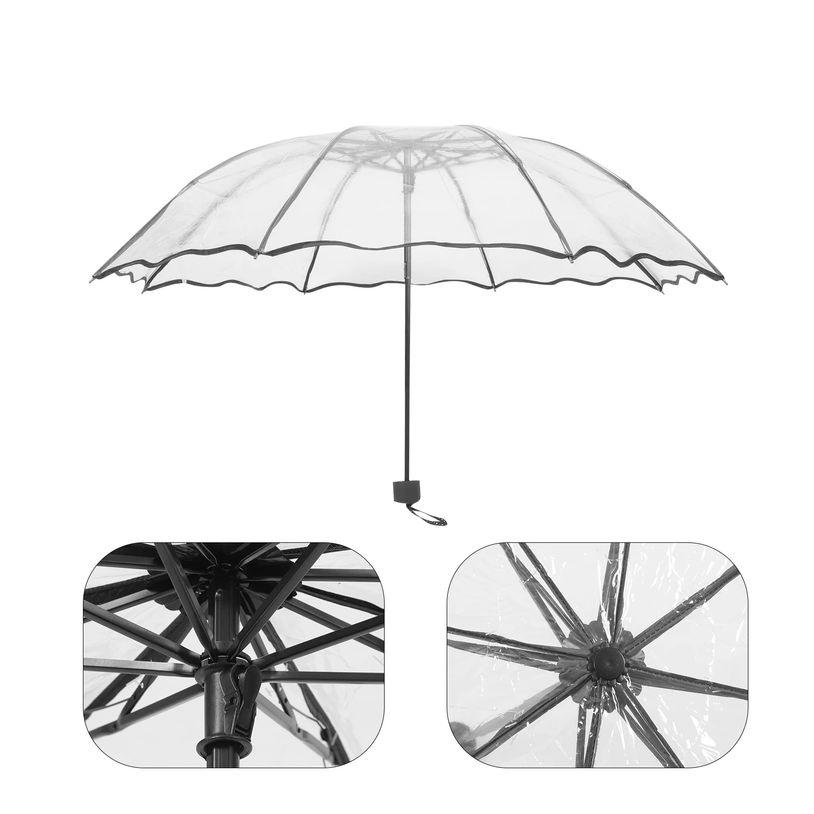 Multicolor Folding Transparent Umbrella All Weather Travel Essentials Compact Sun Rain Lightweight Sturdy Metal Handle Outdoor