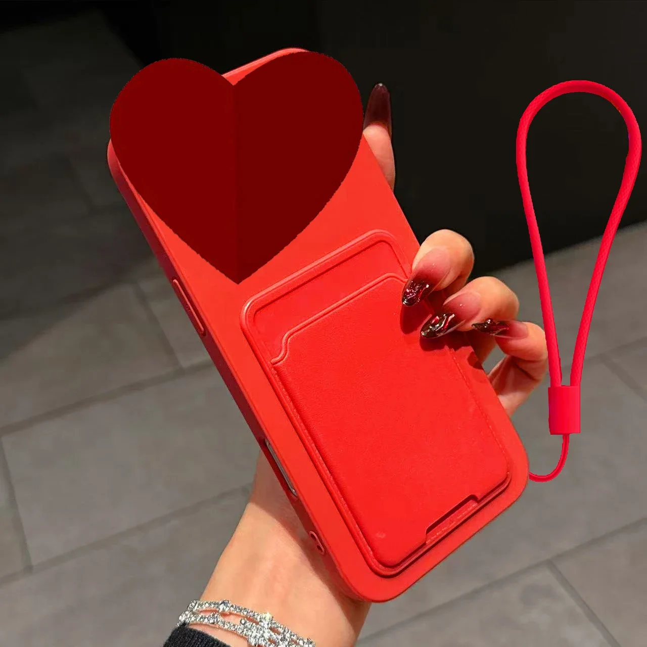 Liquid Silicone Card Holder Phone Case with Shockproof Back Pocket Wallet in Soft Skin Cover Design