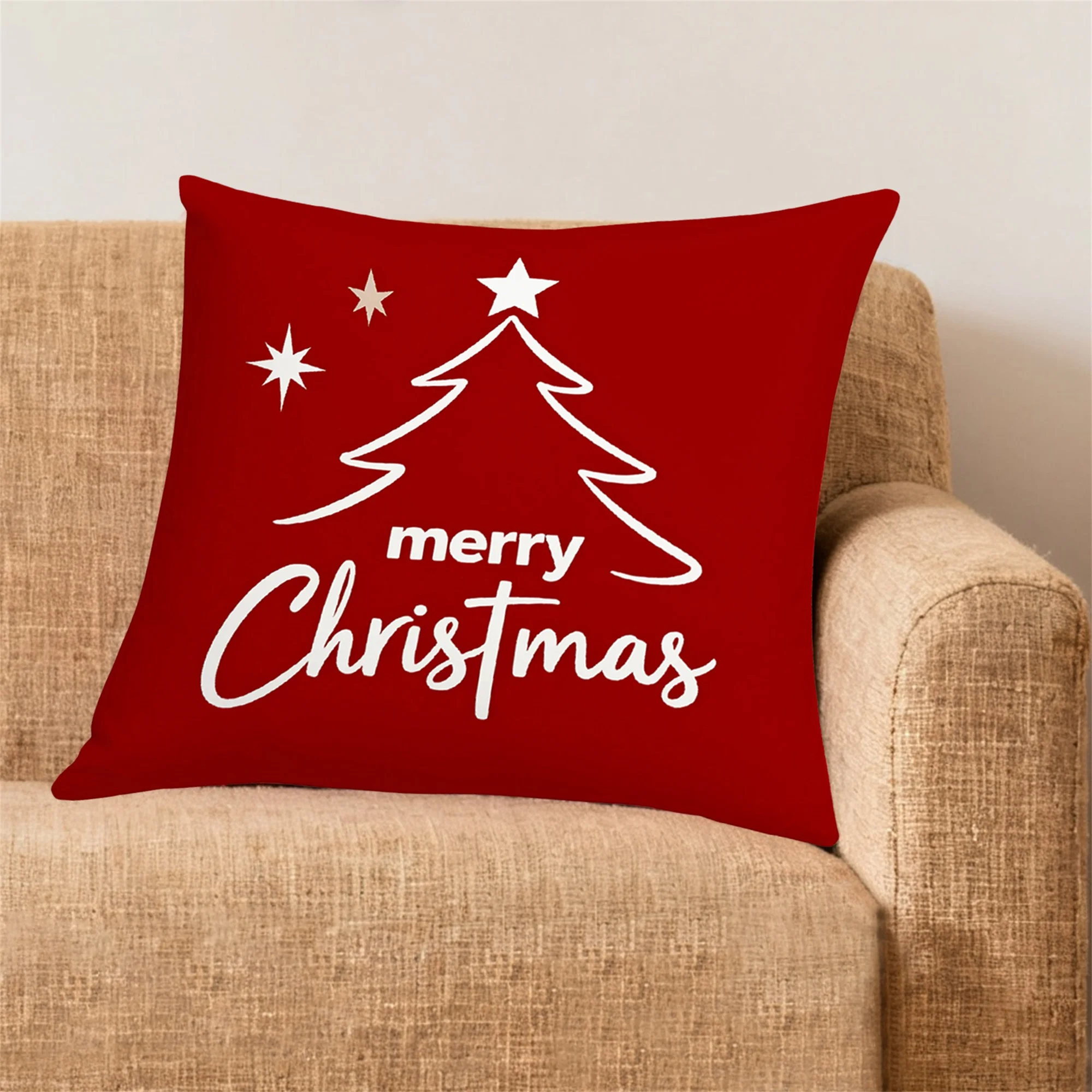 Christmas Pillow Covers Vintage Santa Claus Reindeer Snowman Print Cushion Covers Festive Holiday Pillow Cases for Home Decor