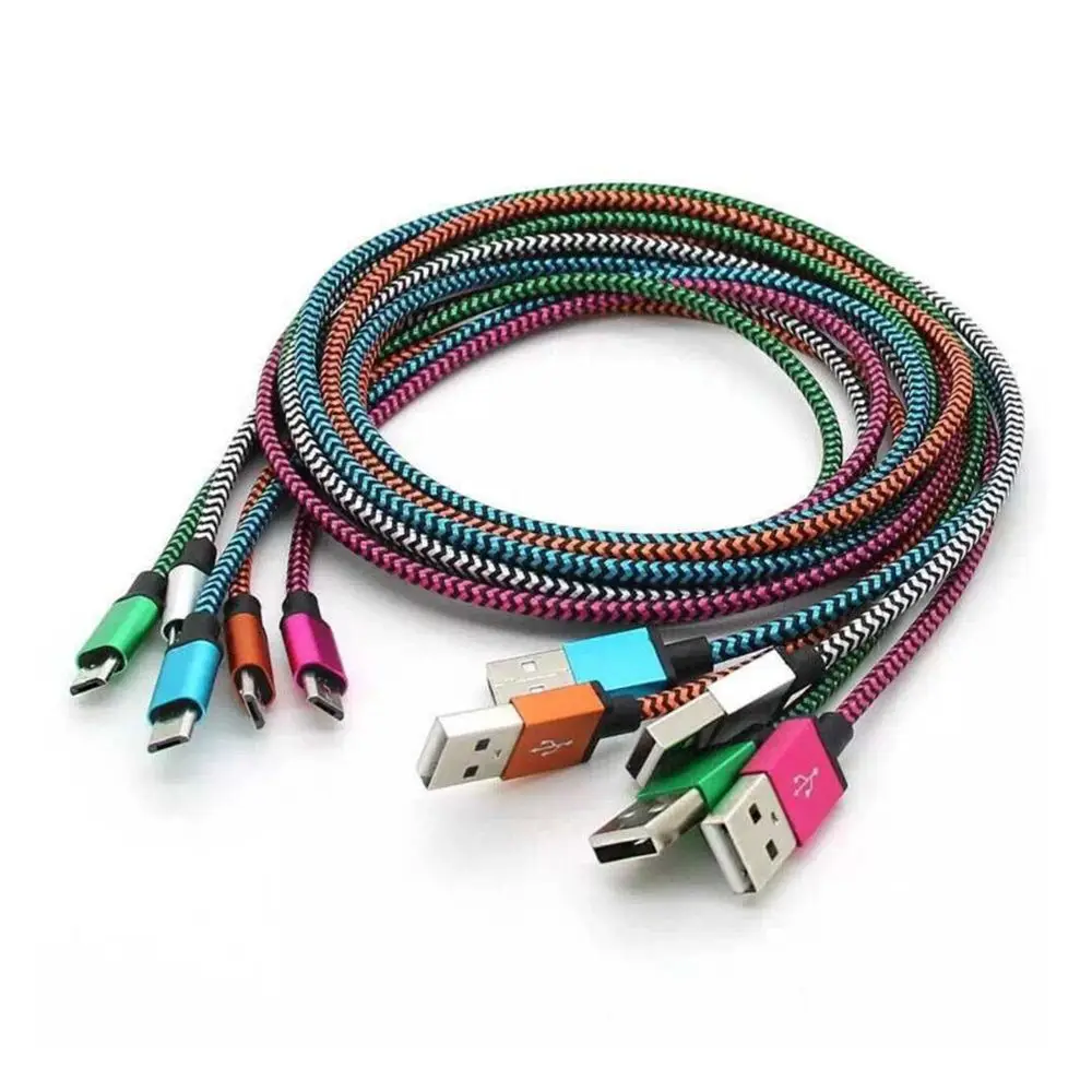 100pcs 아이폰 11 12 13 XS 최대 XR X 1M 2m 3m 8pin 금속 머리 충전 데이터 USB 케이블에 대 한 뜨거운 나일론 꼰 Usb 케이블 iPad