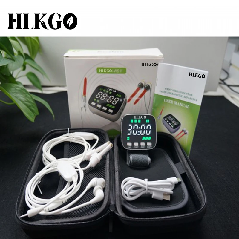 hlkgo 650nm cold laser therapy watch for diabetic treatment reduce high blood pressure rhinitis lllt elder care medical device New medical therapy 2022 Low level wrist laser 650nm watch for rhinities,diabetic and blood pressure