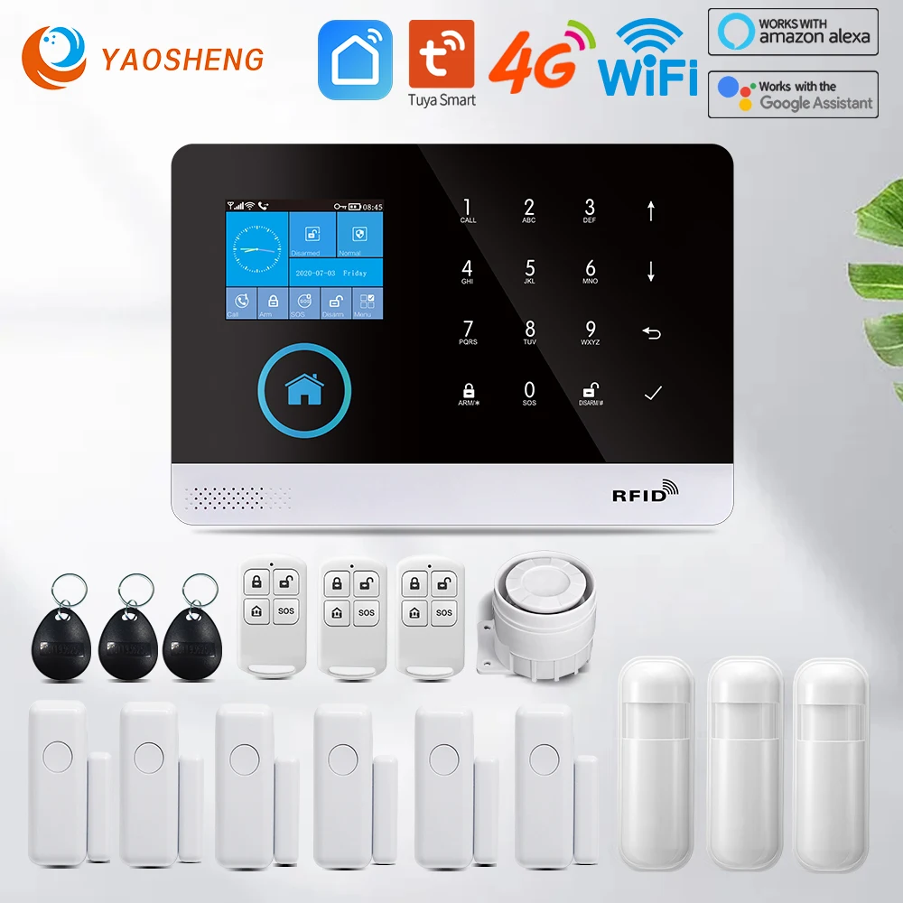 Tuya Wireless Home Alarm Wifi 4G Sistemi Di Allarme Sicurezza Casa Con Sensore Di Movimento Sensore Porta Funziona Con Alexa Per Appartamento