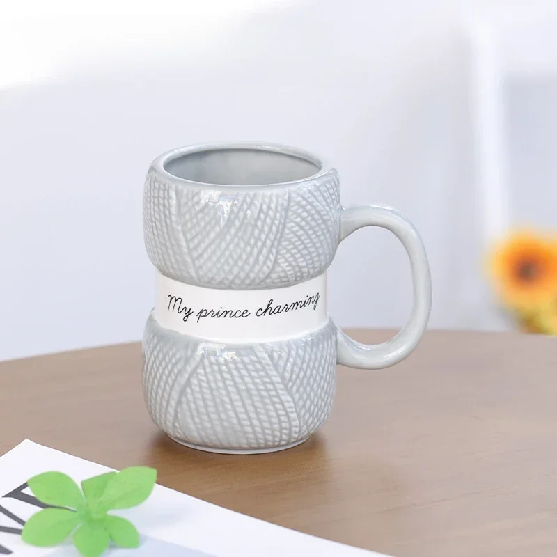 Wool-Patterned Ceramic Coffee Mug - 400ml - كوب قه...