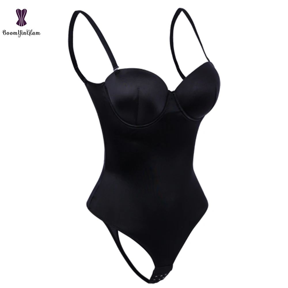 Strapless Backless Bodysuit Shapewear Seamless Thong Full Bodysuits-black-s