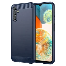 Carbon Fiber Texture Shockproof TPU Protective Phone Case for Samsung M35 5G (Blue)