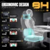 Dowinx Gaming Chair with Heated Massage Lumbar Support, Ergonomic Gaming Computer Chair with Pocket Spring Cushion and Footrest 4