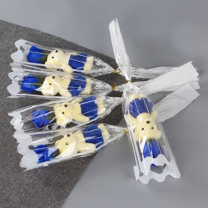 1pc Bear Artificial Rose Flower Soap Flowers Bouquet for Valentine's Day Mother's Day Teacher's Day Birthday Wedding Gift