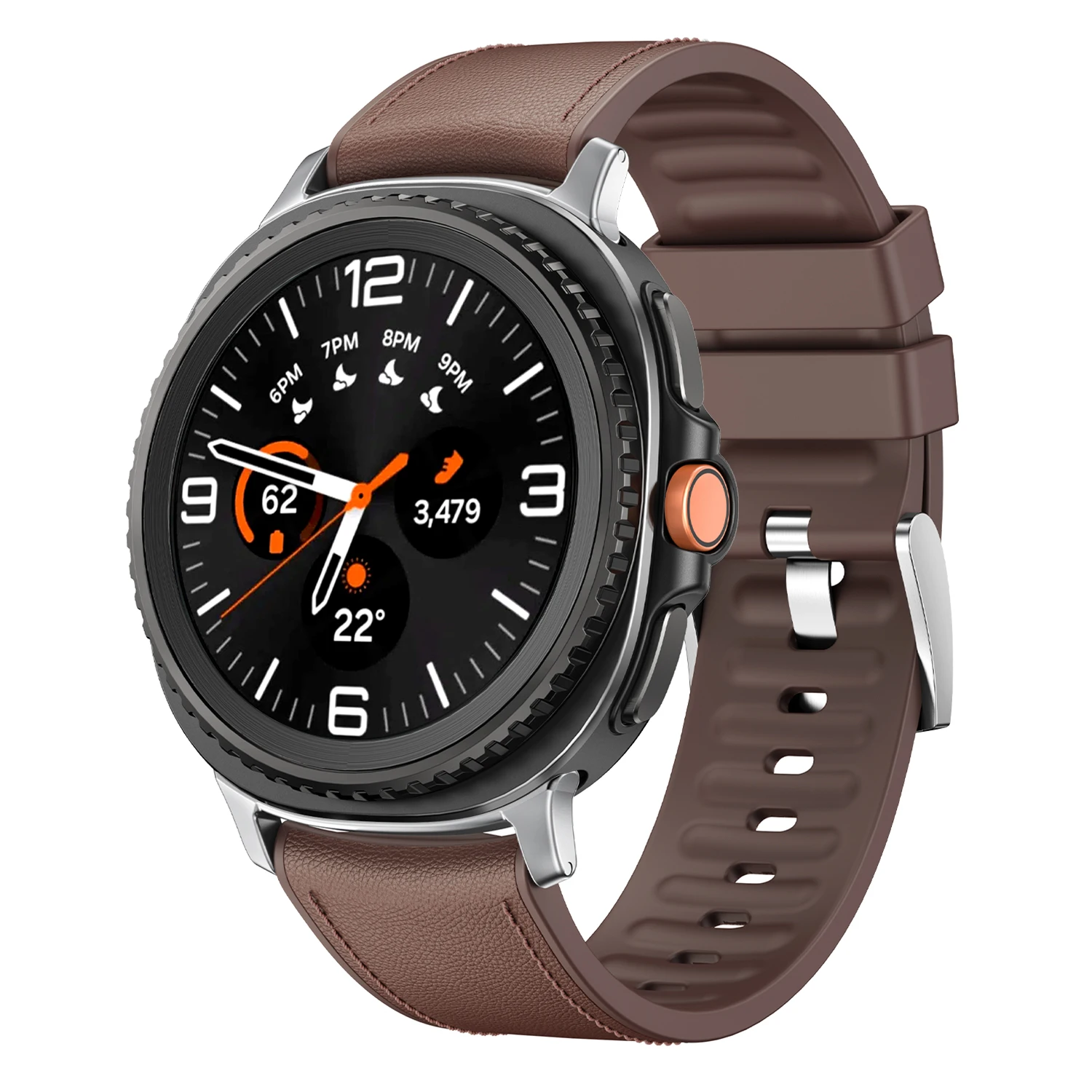 Premium Silicone & Leather Strap for Smartwatch - No Gaps Design, Versatile Fit, Elegant Bracelet Accessory