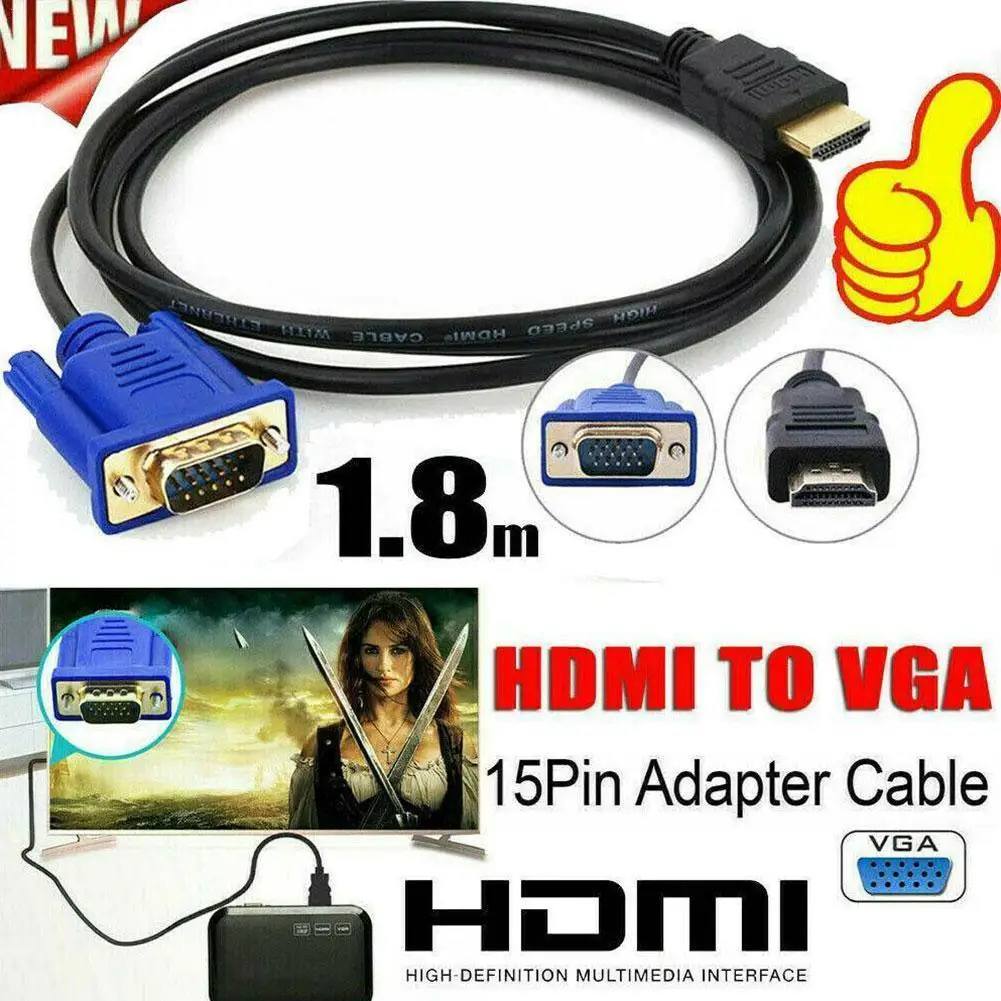 

1080P HDMI To VGA Cable Converter With Audio Power Supply HDMI Male To VGA Female Converter Adapter For Tablet Laptop PC TV