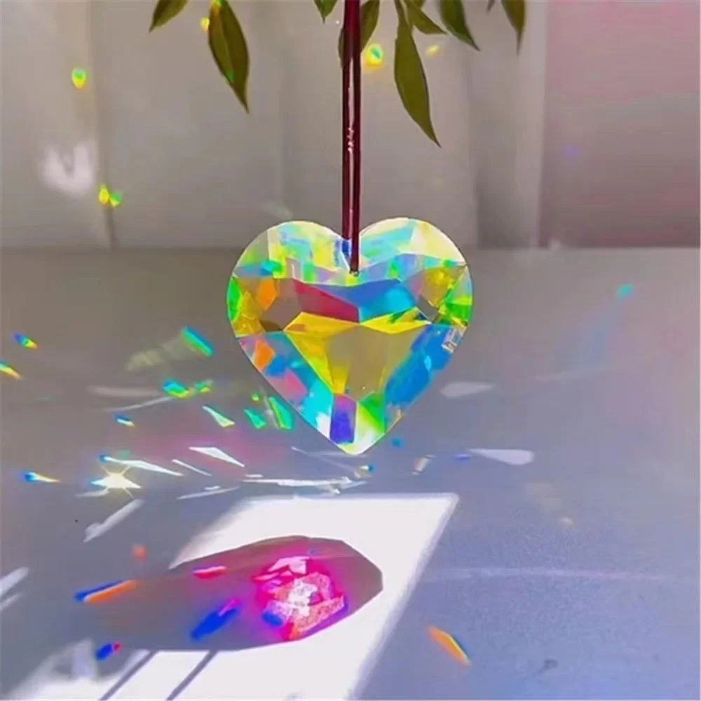 Suncatcher Heart Pendant Rainbow Crystal Window Hanging Prism Home Decoration Lovers Valentine's Day Gifts 3