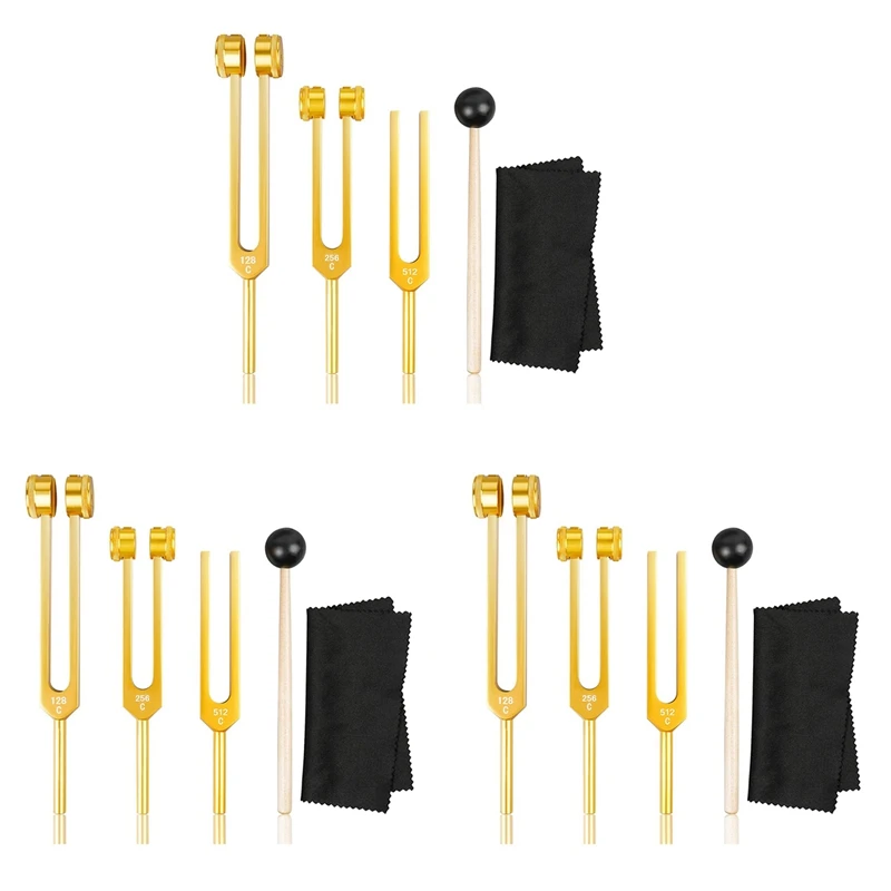 

3X Tuning Fork Set (128Hz, 256Hz, 512Hz) Tuning Forks For Healing Chakra For Healing, Sound Therapy, Reliever Stress