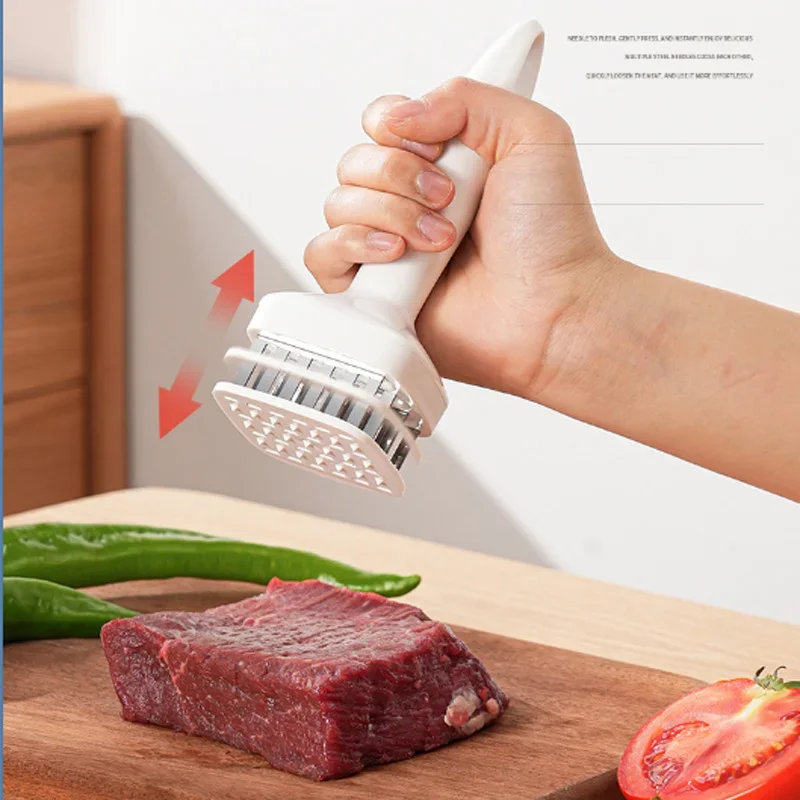 Meat Tenderizer Meat Hammer Meat Tenderizer Stainless Steel Meat Looser 24 Needle Automatic Spring Hammer Rib Breaking Perforator Kitchen Gadgets