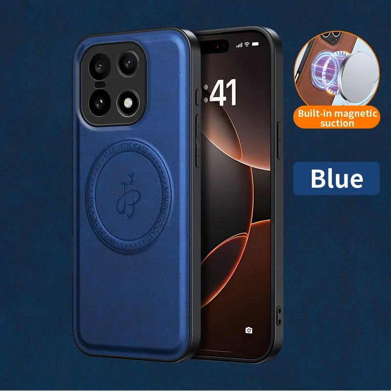 Leather PU Wireless Charging Magnetic Case - Protective Hard Back Cover