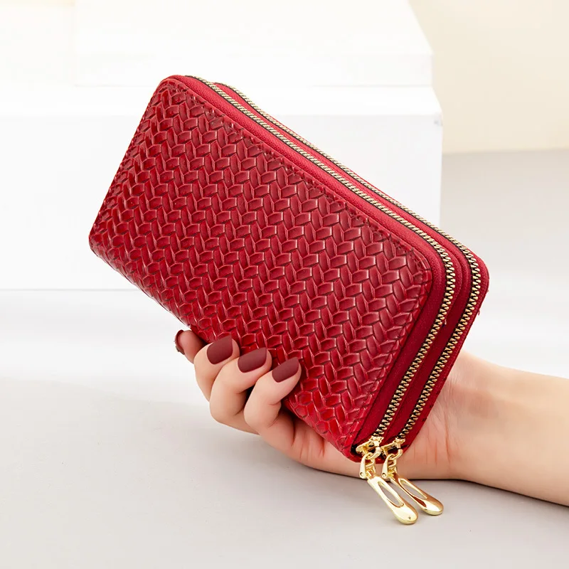 Women Wallet Long Style New Double Zipper Large Capacity Clutch Purse Patent Leather Phone Pocket