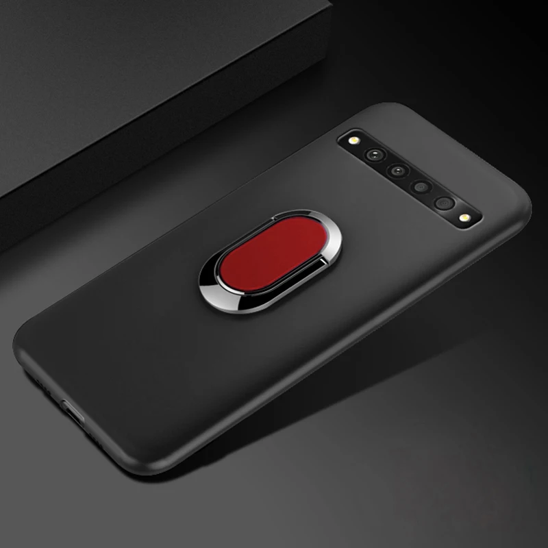 Case for TCL 10 Plus T782H 6.47 Inch Red Blue Black Classic Finger Ring 360 Degree Rotation Soft Silicone Cover for TCL 10 Plus 6
