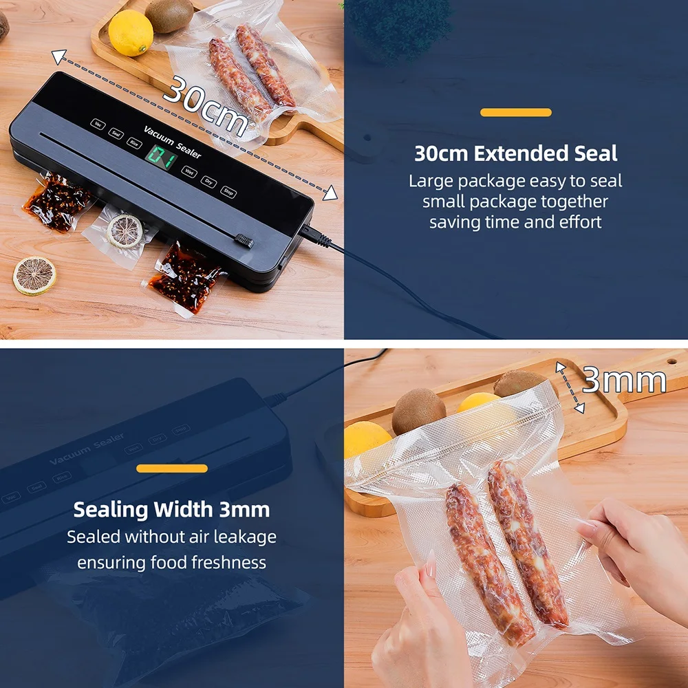 30CM Automatic Food Vacuum Packaging Machine For Food Storage Vacuum Sealer Machine UV Sterilization Built-in Cutter Knife