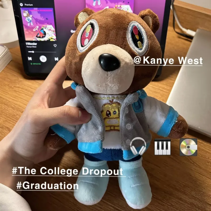 

New Kanye Dropout Bear Teddy Bear Plush Toys Cute Kanye West Graduation Soft Stuffed Home Room Decor Dolls For Kid Birthday Gift