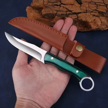 Coltello da frutta multiuso da 7,7 pollici, manico in legno massello martensitario in acciaio inossidabile, adatto per la cucina con coltelli portatili all'aperto, 1