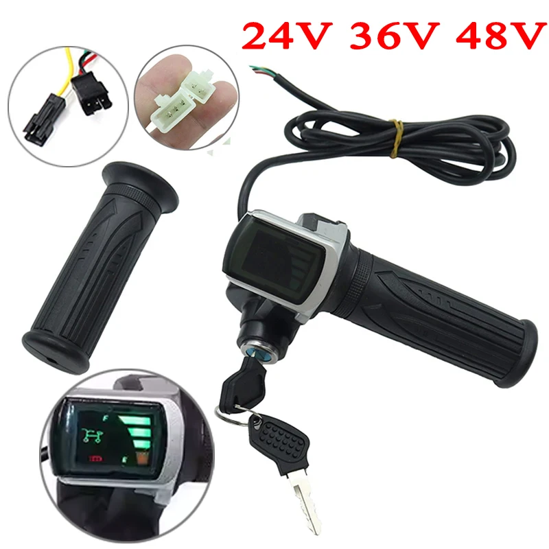 

Electric Bike Throttle 24V36V48V Accelerator for E-bike/Electric Scooter Accessory Throttle Handlebar with LED Display