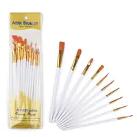 10Pcs/set Nylon Hair Artist Paint Brush Set Watercolor Acrylic Paintbrush Professional Colorful Oil Painting Brushes 2