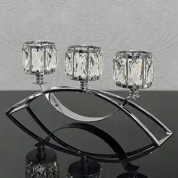3 Arm Glass Tealight Candelabra Elegant Tea Light Candle Holder Pillar Candle Stand for Cafe Party Festival Office Decoration